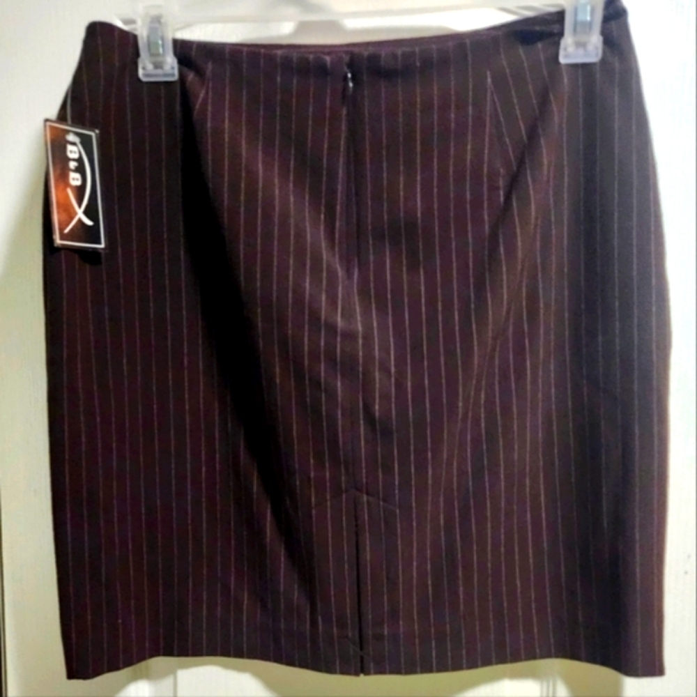 Womens Vintage B&B Brown Pinstripe Pencil Skirt Size 12p - Picture 2 of 4